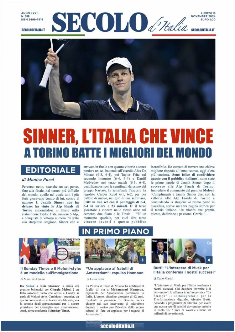 Portada de Secolo d'Italia (Italia)