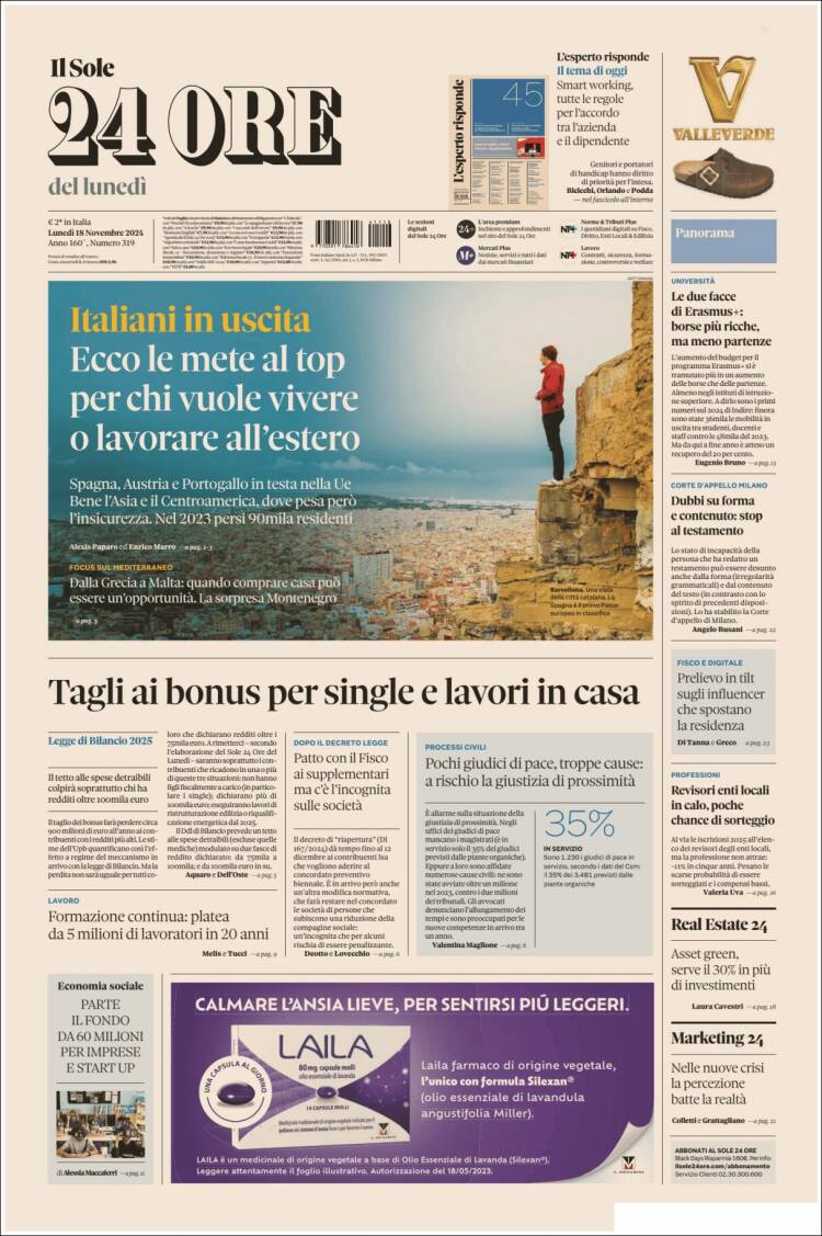 Portada de Il Sole 24 ORE (Italia)