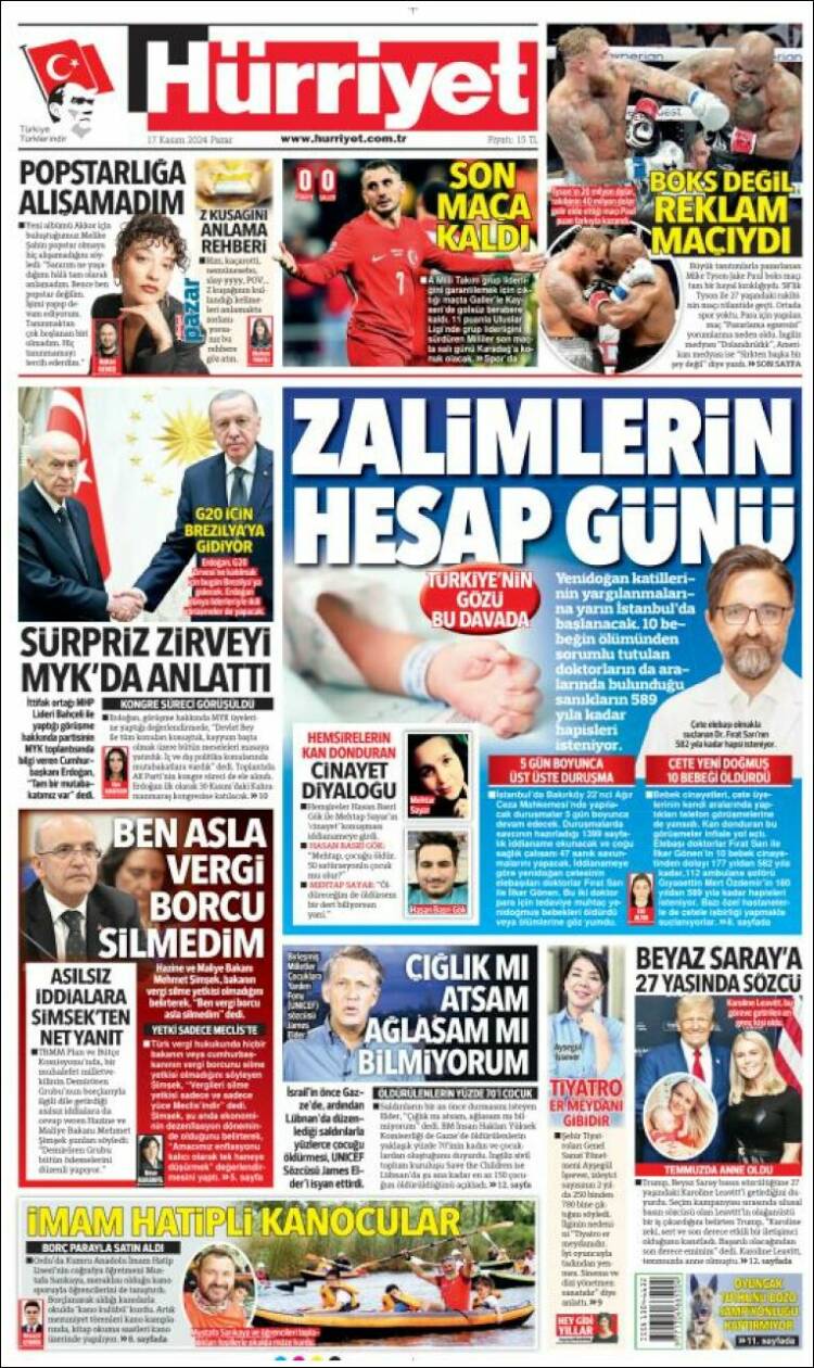 Portada de Hürriyet (Turqu&iacute;a)