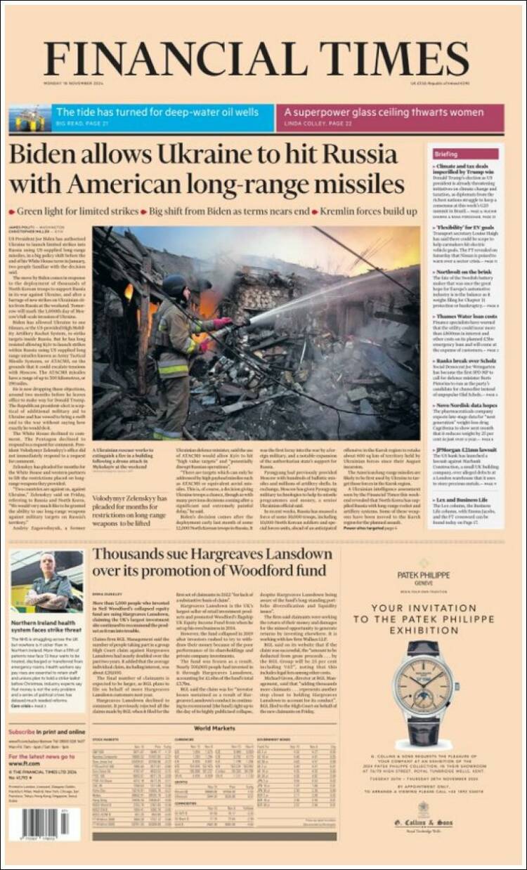 Portada de Financial Times (Reino Unido)