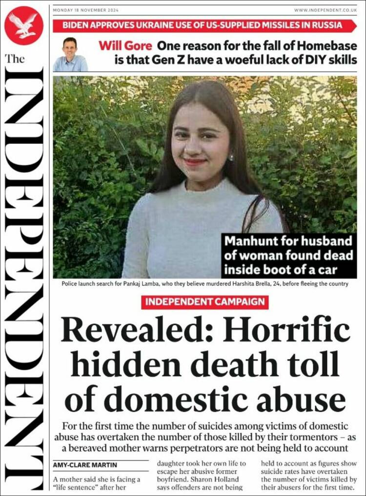 Portada de The Independent (Reino Unido)