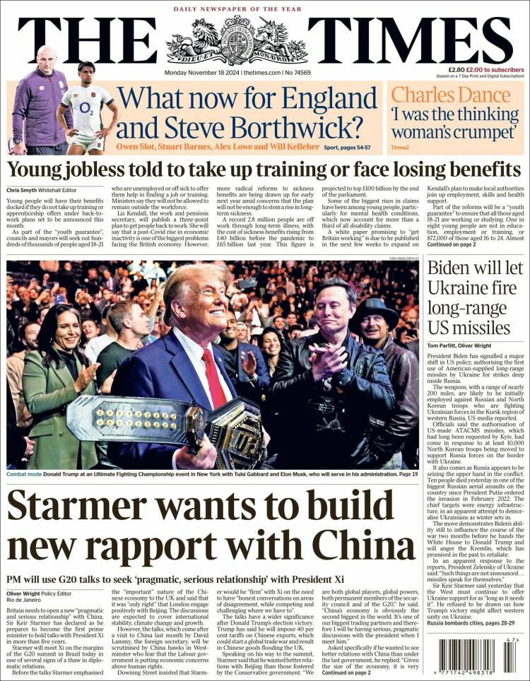 Portada de The Times (Reino Unido)