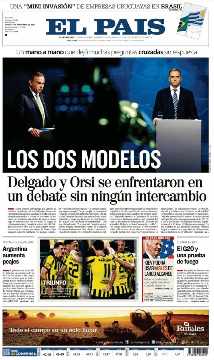 Portada de El País (Uruguay)