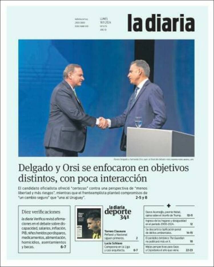 Portada de La Diaria (Uruguay)