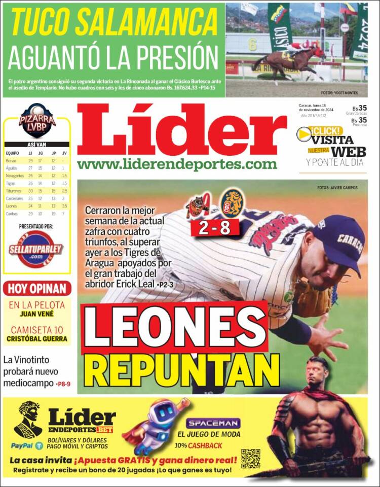 Portada de Lider en deportes (Venezuela)