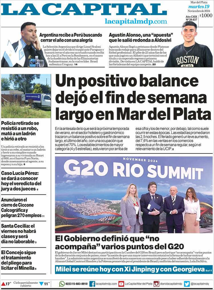 Portada de Diario La Capital - Mar del Plata (Argentina)