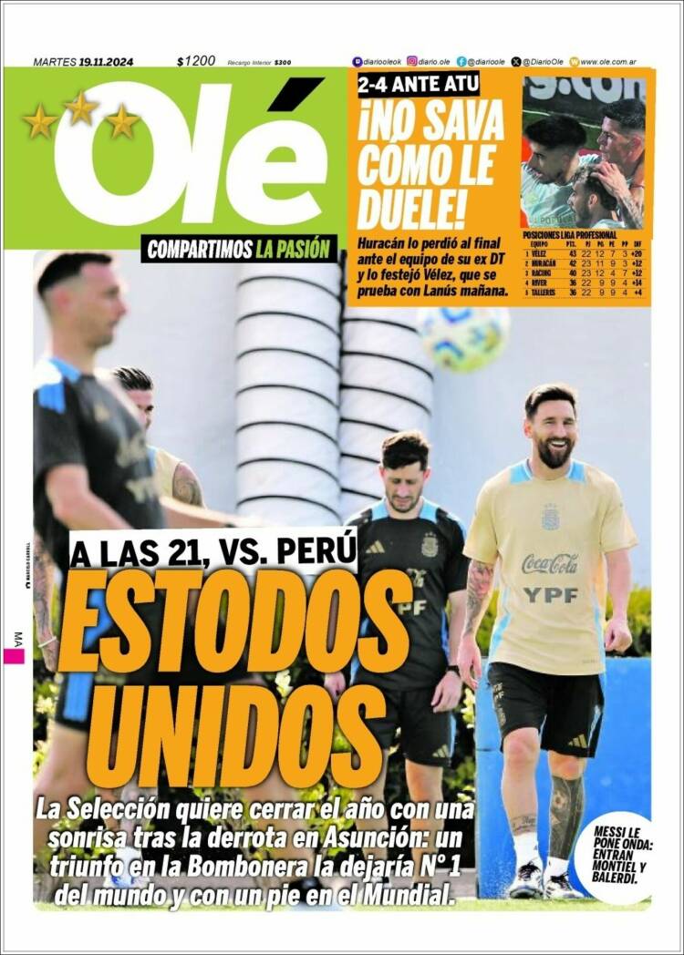 Portada de Olé (Argentina)