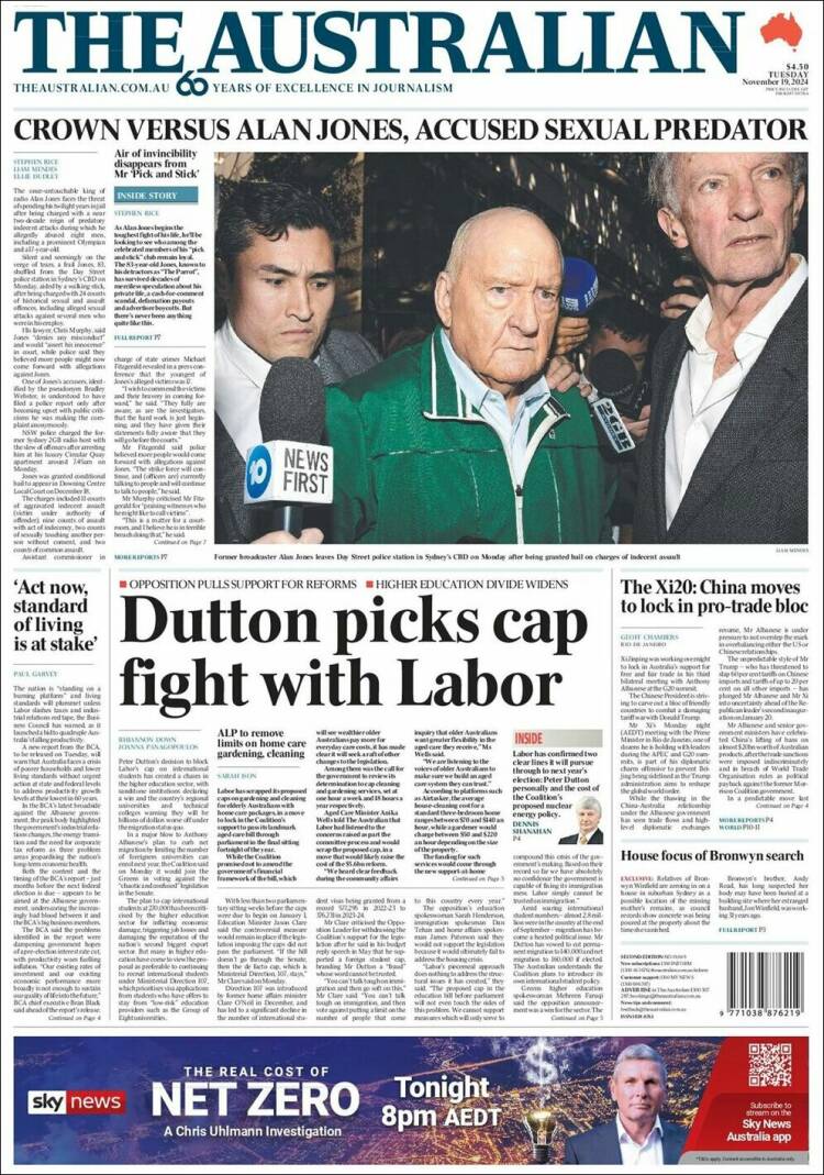 Portada de The Australian (Australia)