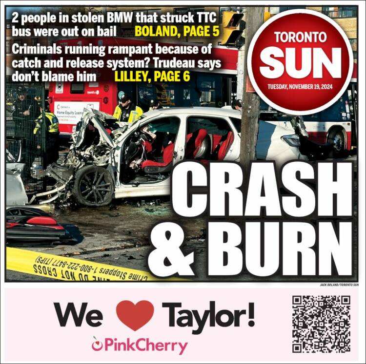 Portada de The Toronto Sun (Canadá)