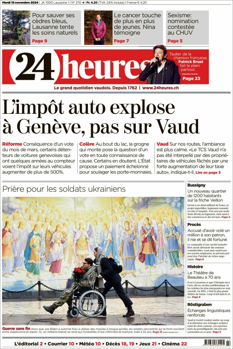 Portada de 24 Heures (Suiza)