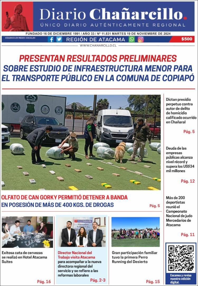 Portada de Diario Chañarcillo (Chile)