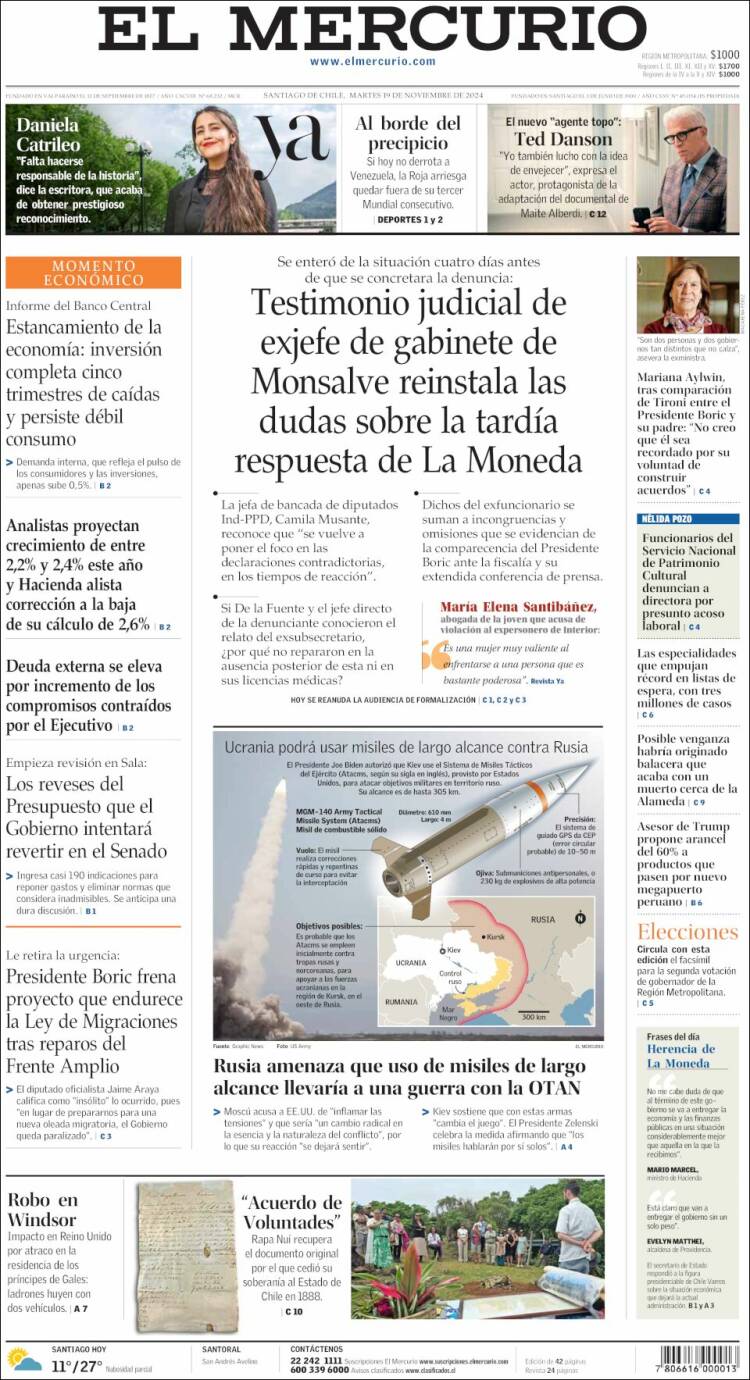 Portada de El Mercurio (Chile)