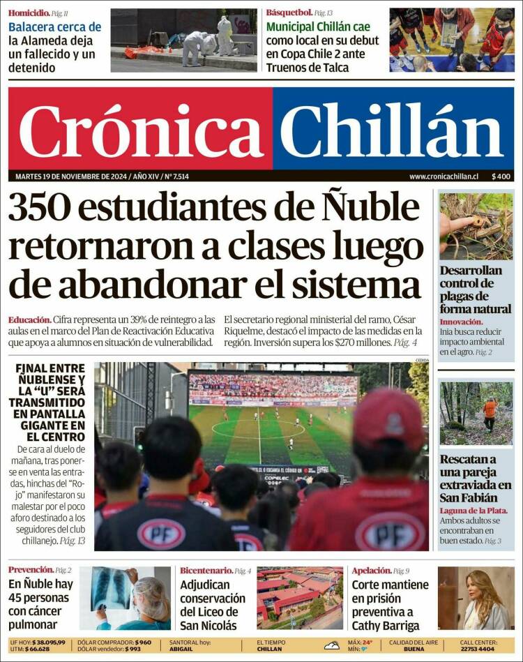 Portada de Crónica Chillán (Chile)