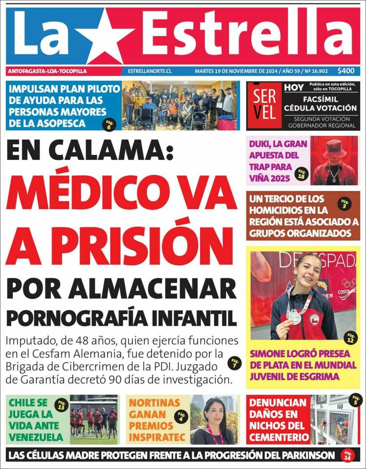 Portada de La Estrella de Tocopilla (Chile)
