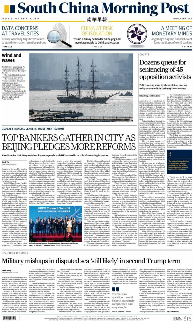 Portada de South China Morning Post (China)
