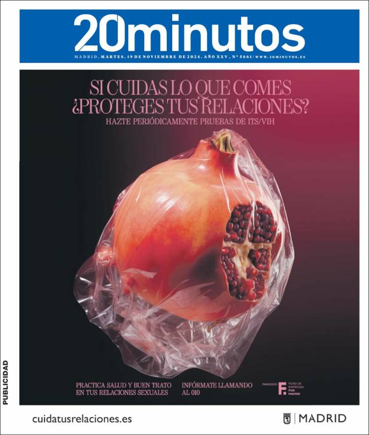 Portada de 20 Minutos - Madrid (España)