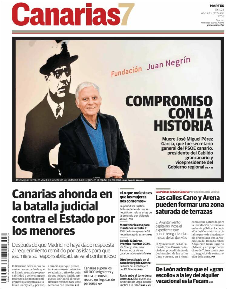 Portada de Canarias 7 (España)