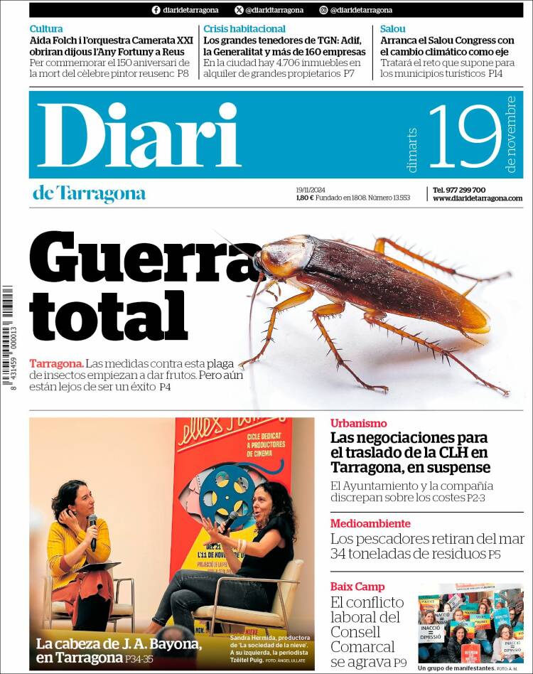 Portada de Diari de Tarragona (España)