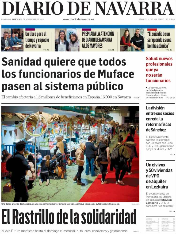 Portada de Diario de Navarra (España)