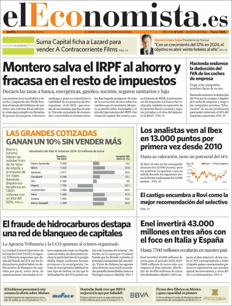 Portada de El Economista (Espa&ntilde;a)