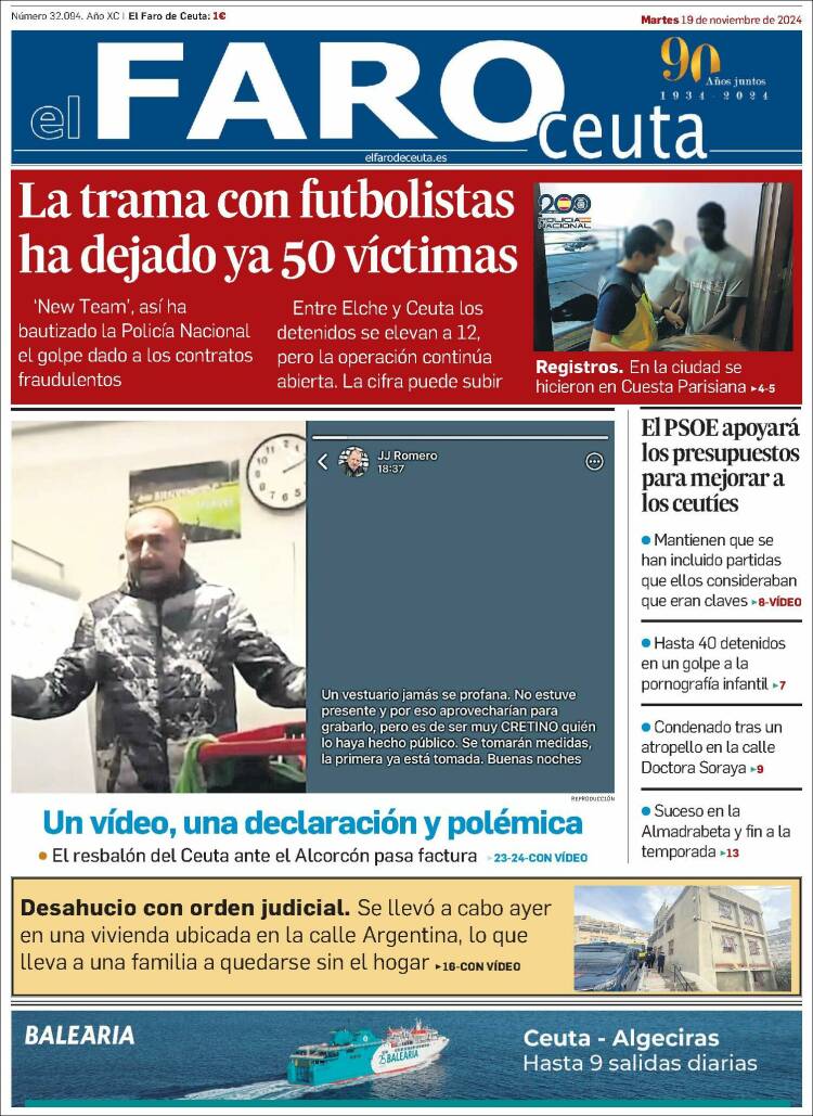 Portada de El Faro de Ceuta (España)