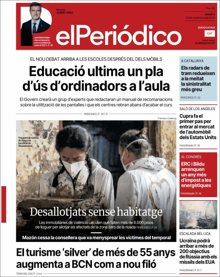 Portada de El Periódico de Catalunya (España)