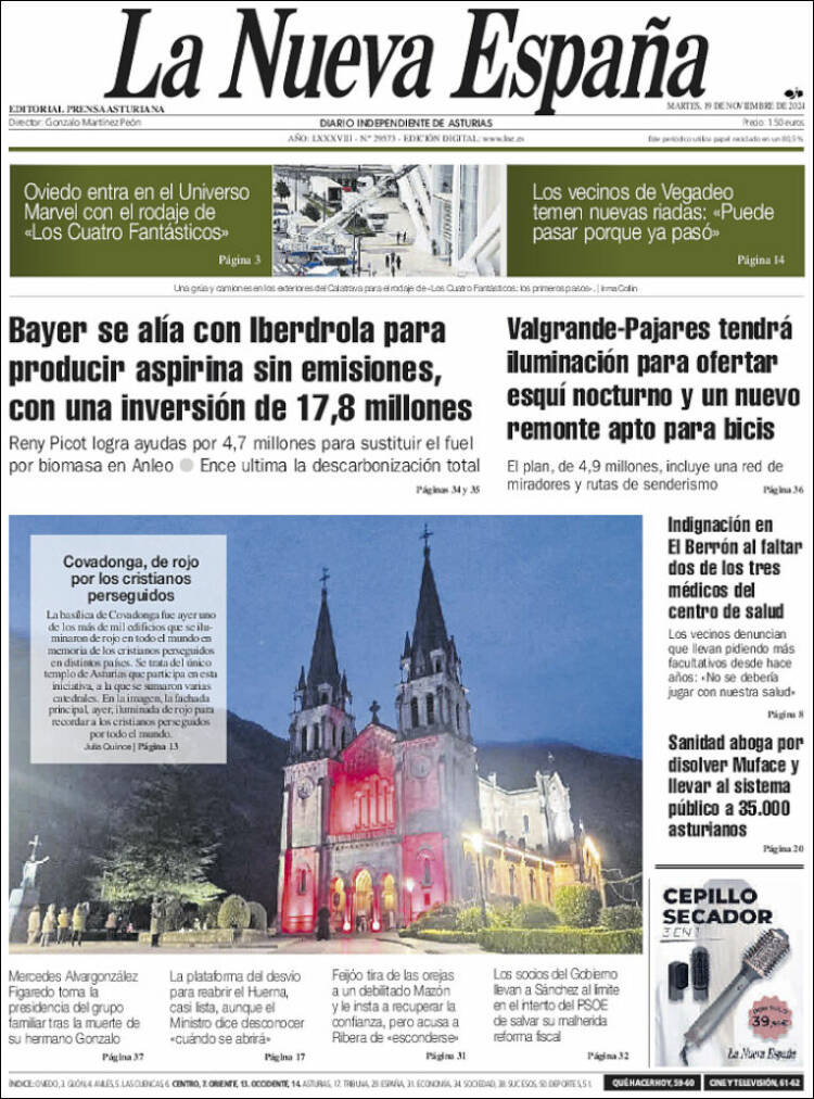 Portada de La Nueva España (España)