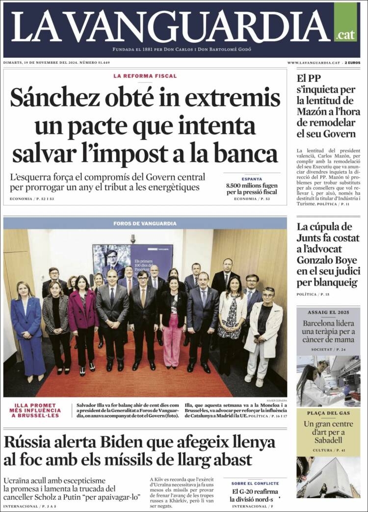 Portada de La Vanguardia (España)