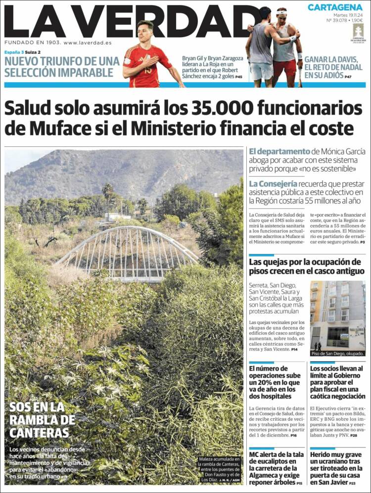 Portada de La Verdad de Cartagena (España)