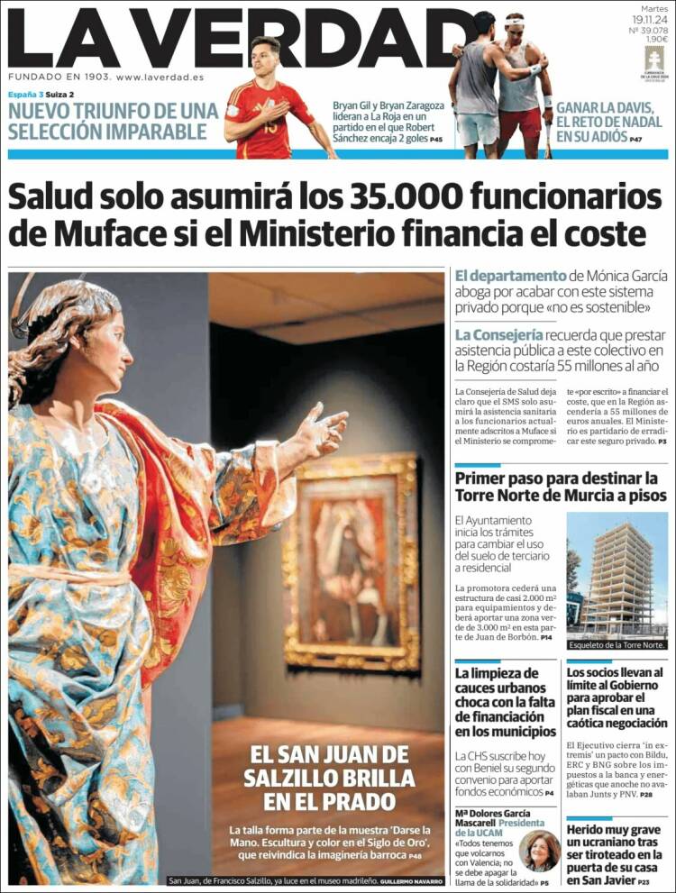 Portada de La Verdad de Murcia (España)