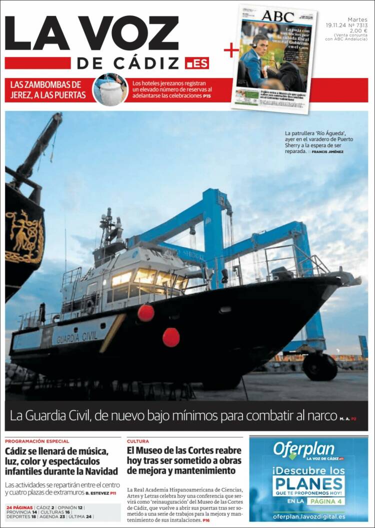 Portada de La Voz de Cádiz (España)