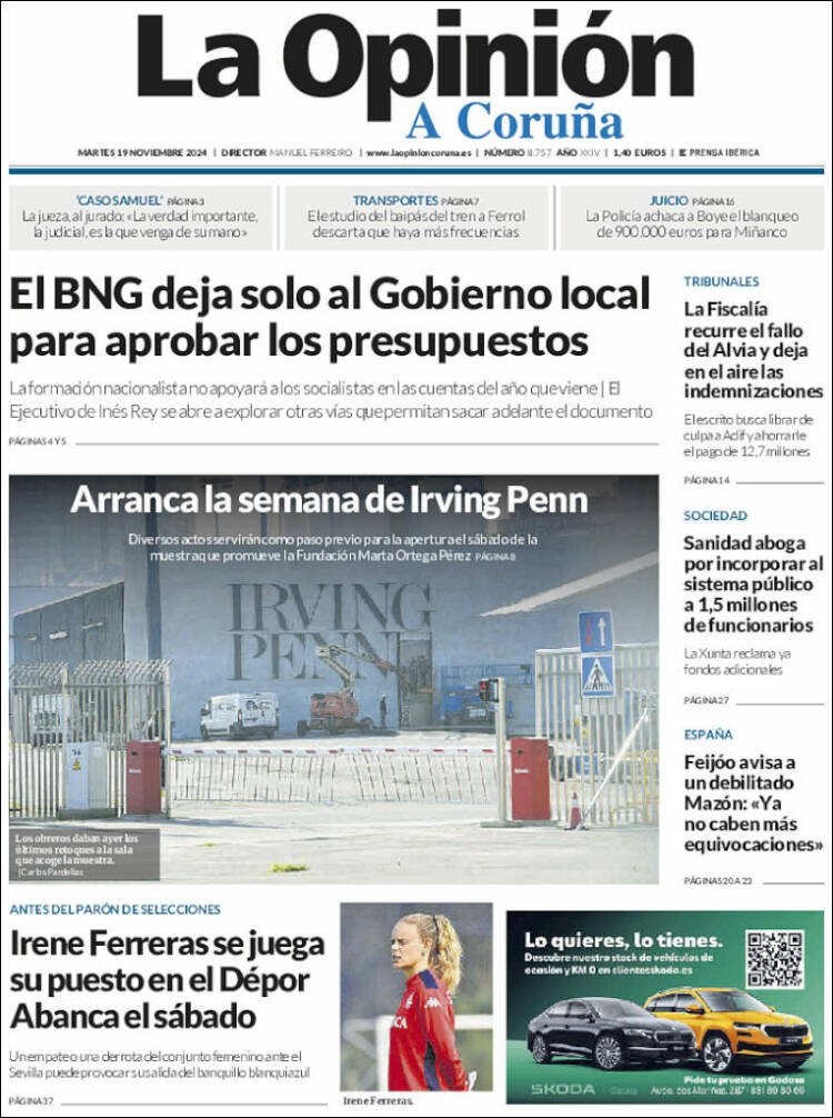 Portada de La Opinión de A Coruña (España)