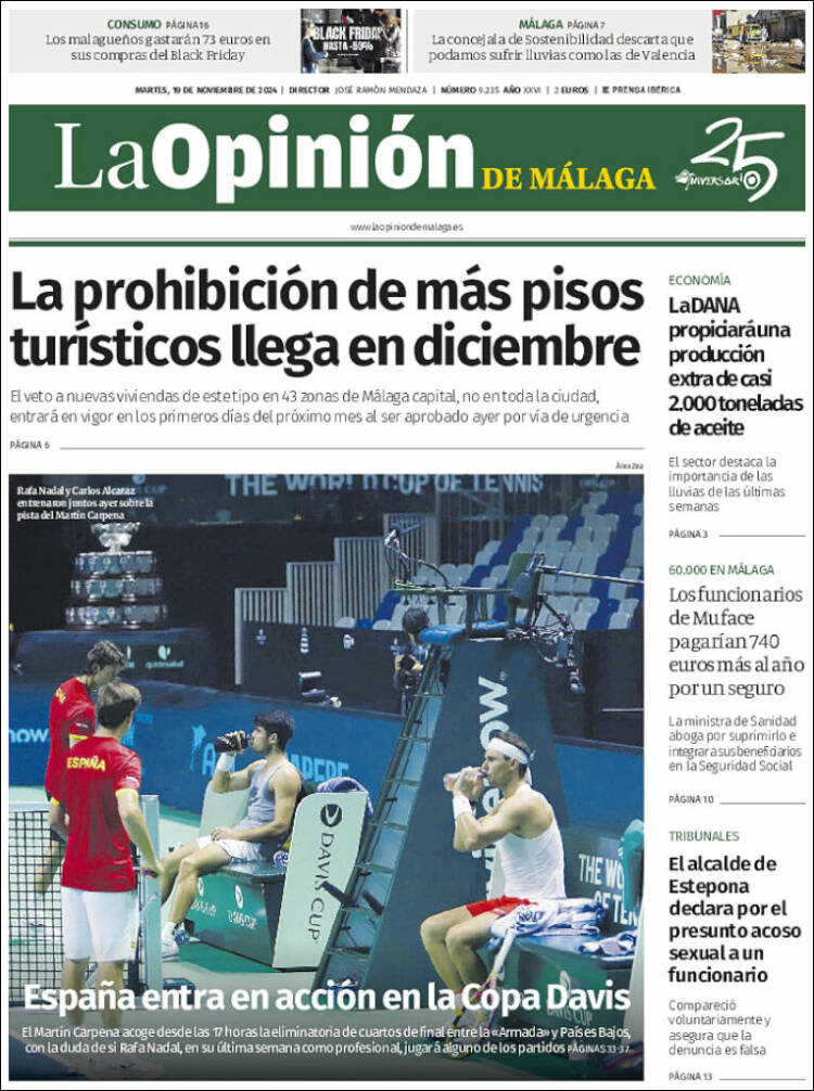 Portada de La Opinión de Málaga (España)
