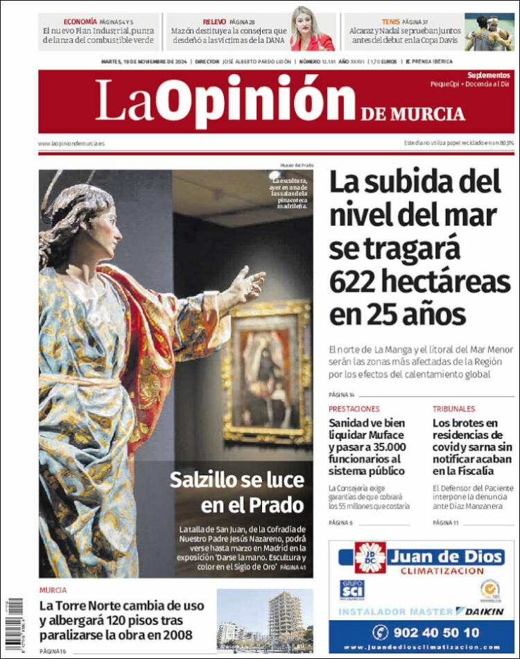 Portada de La Opinión de Murcia (España)