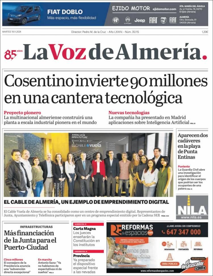 Portada de La Voz de Almería (España)