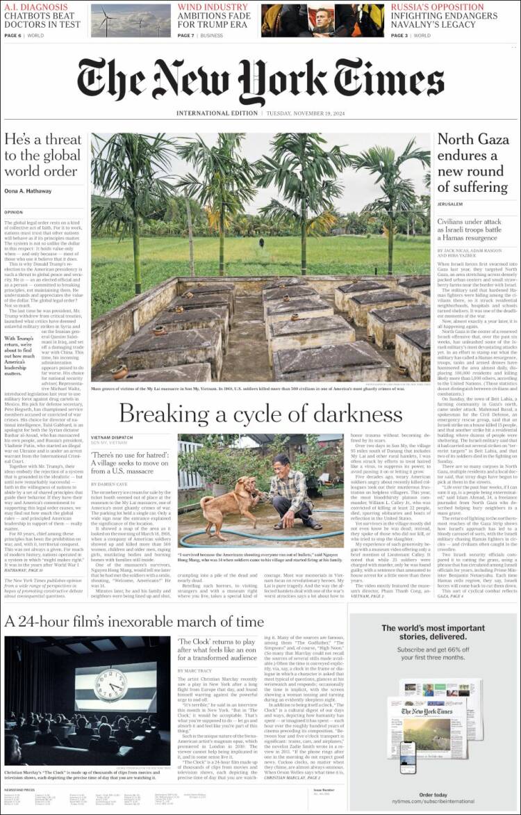 Portada de International New York Times (Europa)