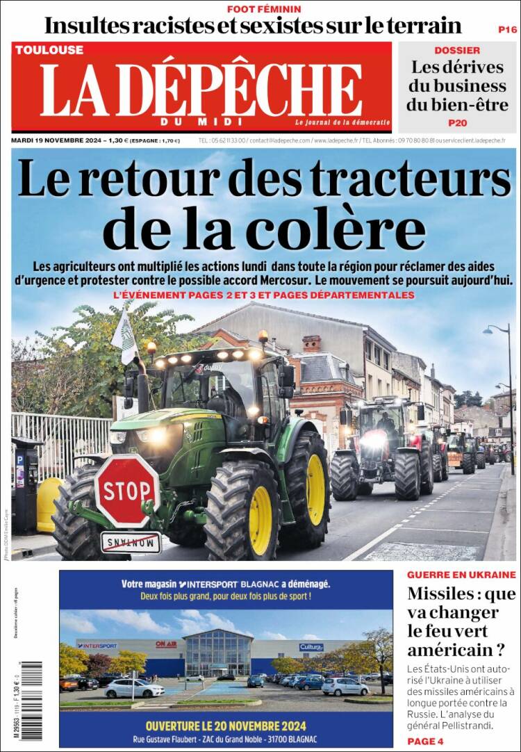 Portada de La Dépêche du Midi (Francia)