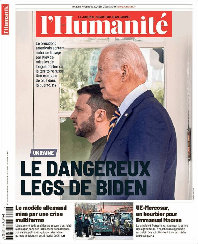 Portada de l'Humanite (Francia)