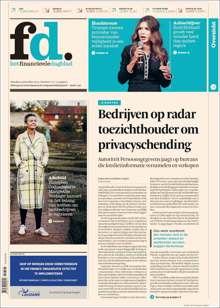 Portada de Het Financieele Dagblad (Pa&iacute;ses Bajos)