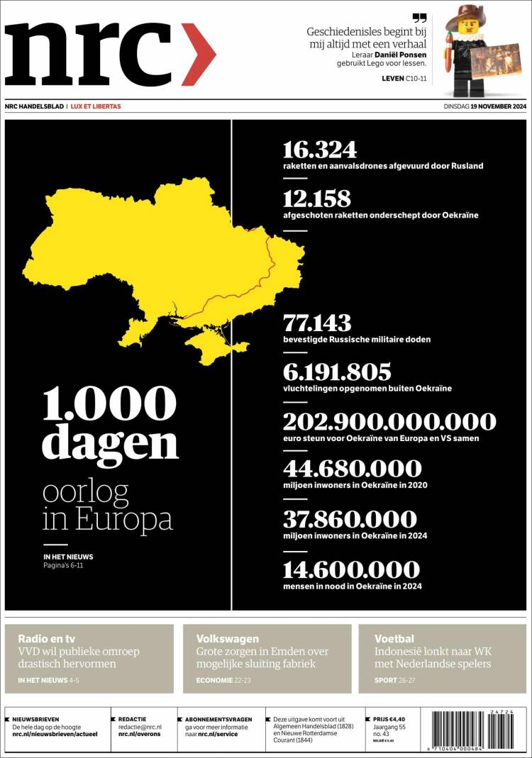 Portada de NRC Handelsblad (Pa&iacute;ses Bajos)