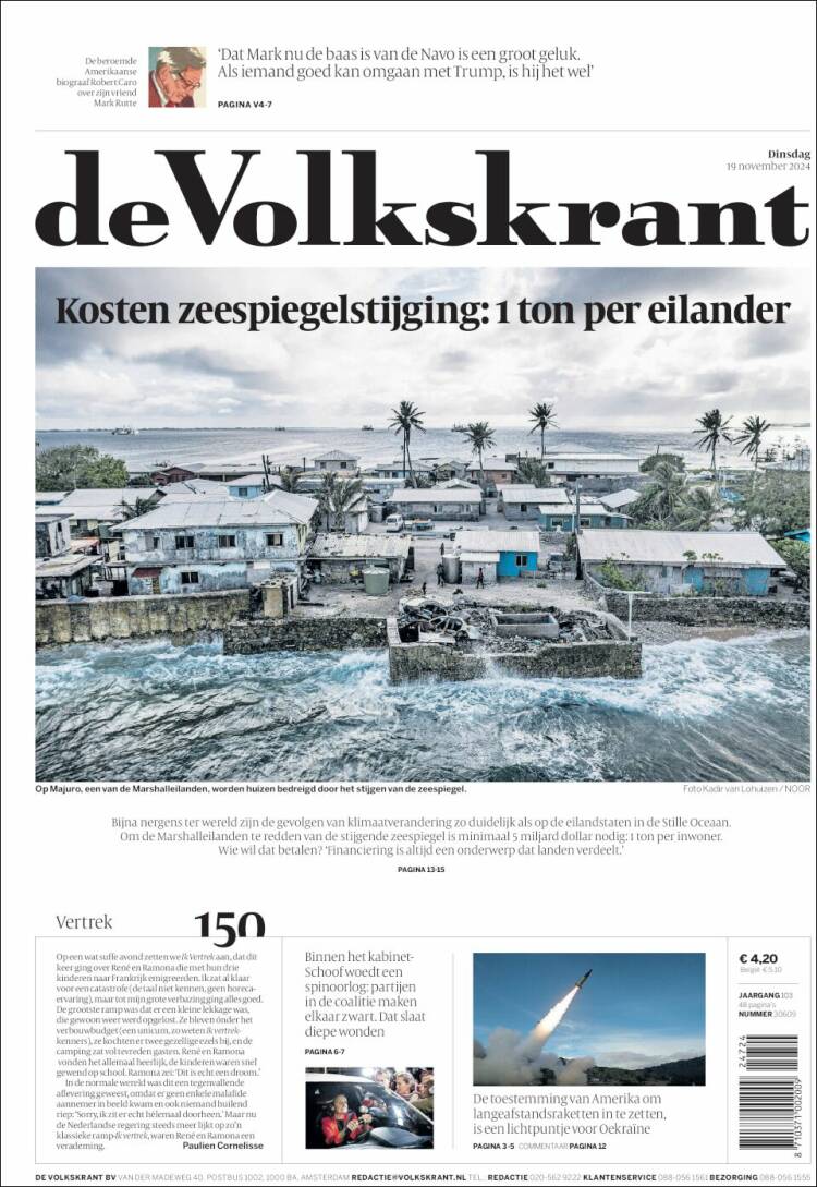 Portada de De Volkskrant (Pa&iacute;ses Bajos)