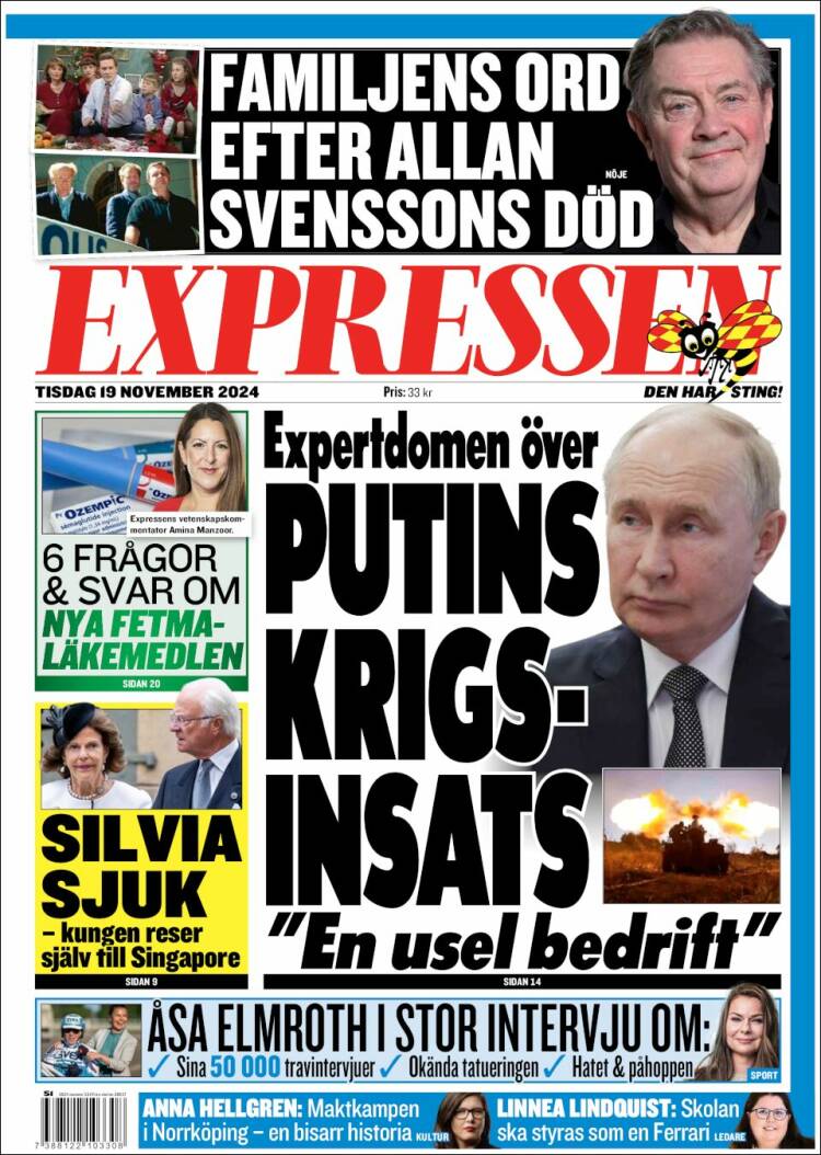Portada de Expressen (Suecia)