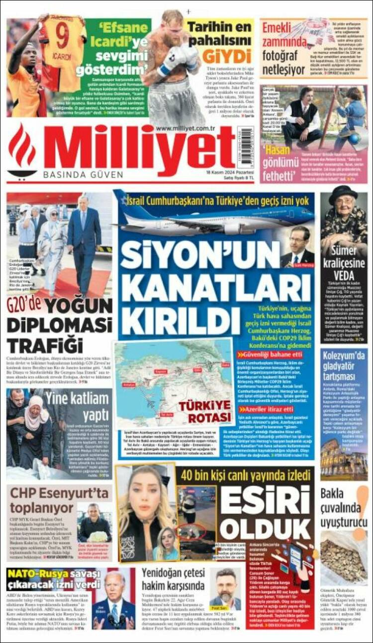 Portada de Milliyet (Turqu&iacute;a)