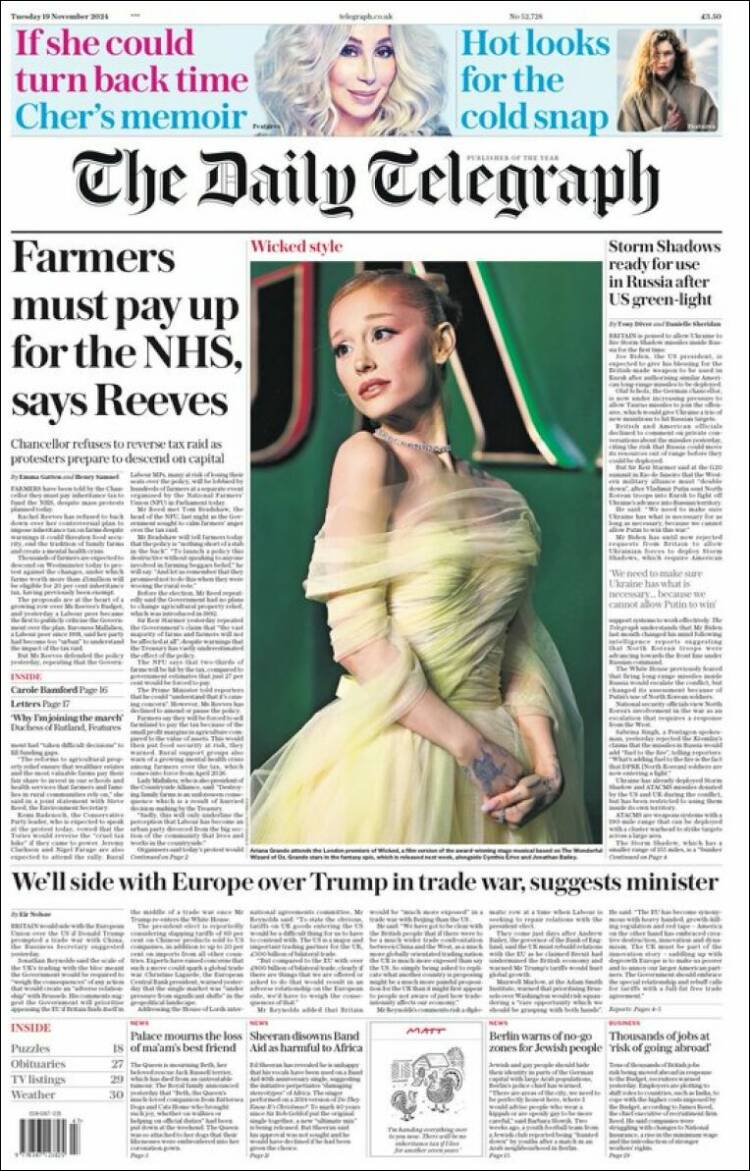 Portada de Daily Telegraph (Royaume-Uni)