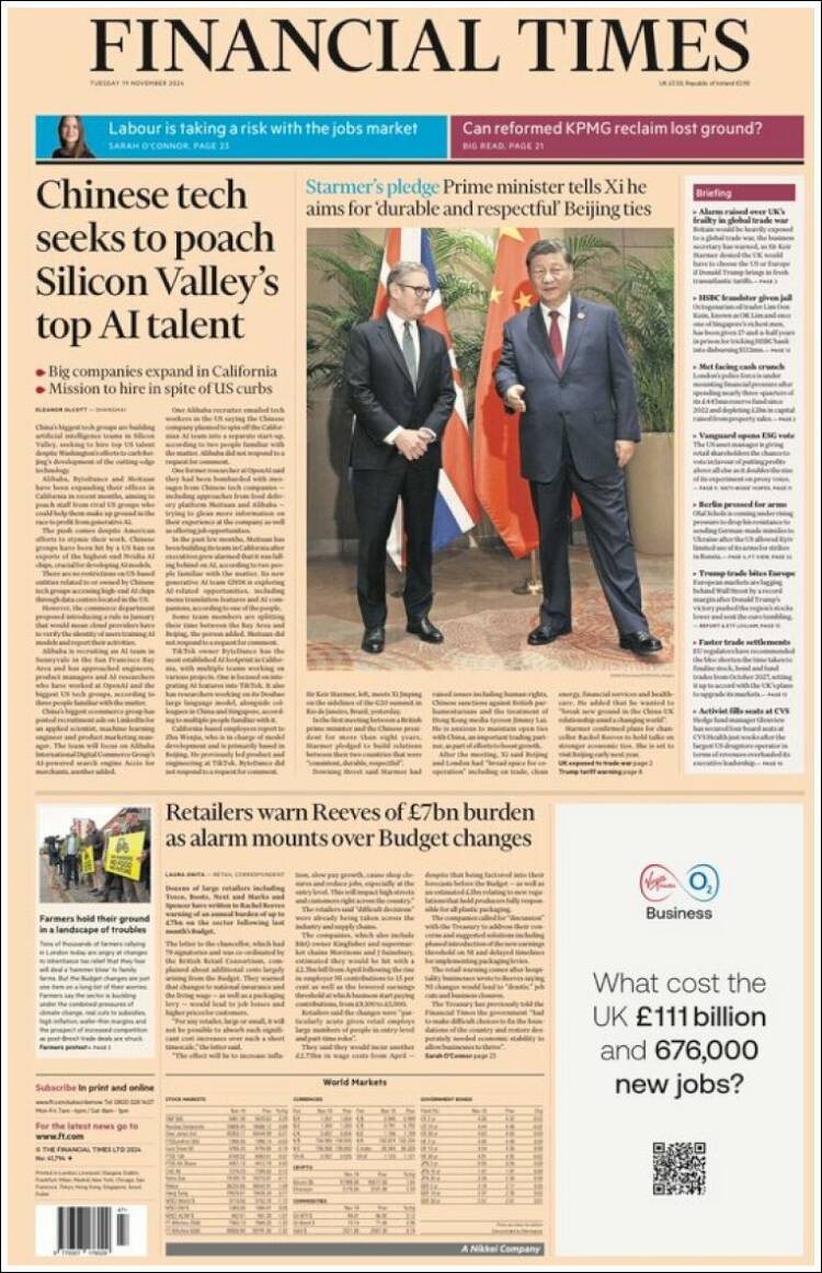 Portada de Financial Times (Reino Unido)