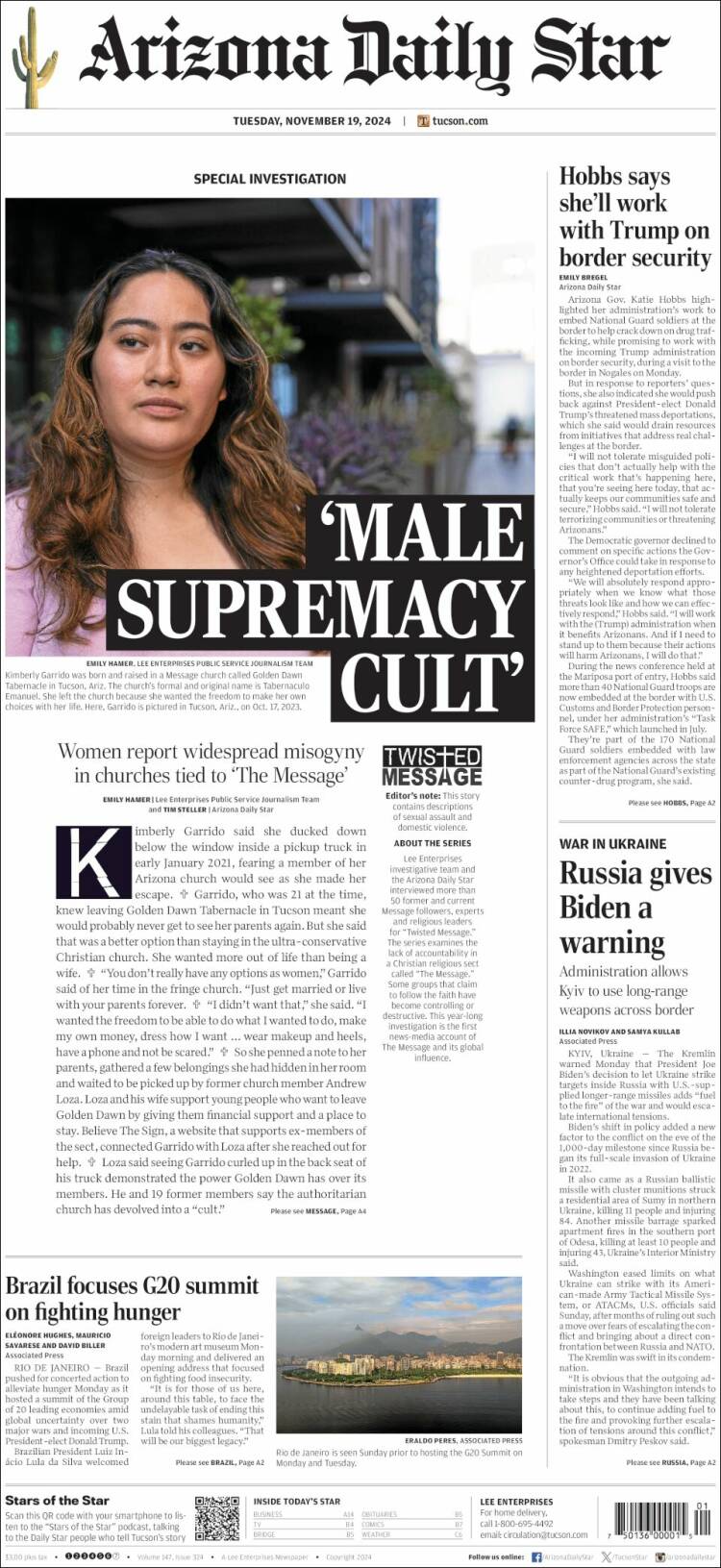 Portada de Arizona Daily Star (USA)