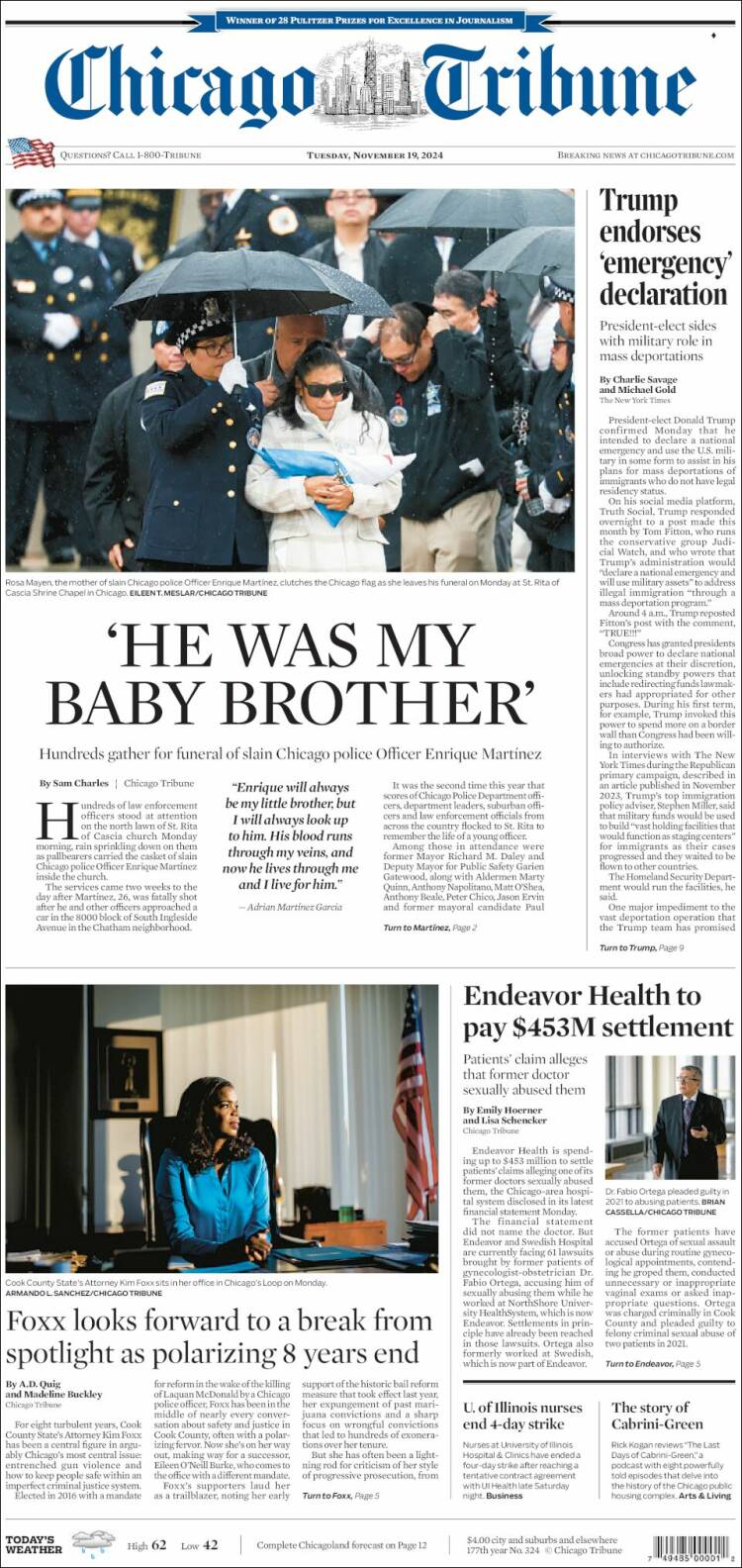 Portada de Chicago Tribune (USA)