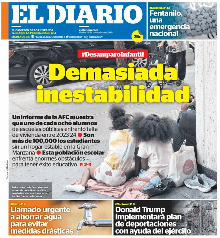 Portada de El Diario NY (USA)