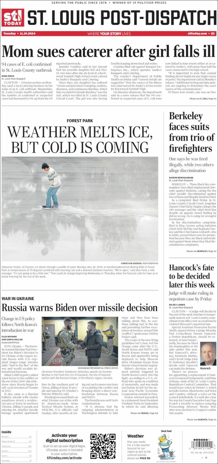 Portada de St. Louis Post-Dispatch (USA)