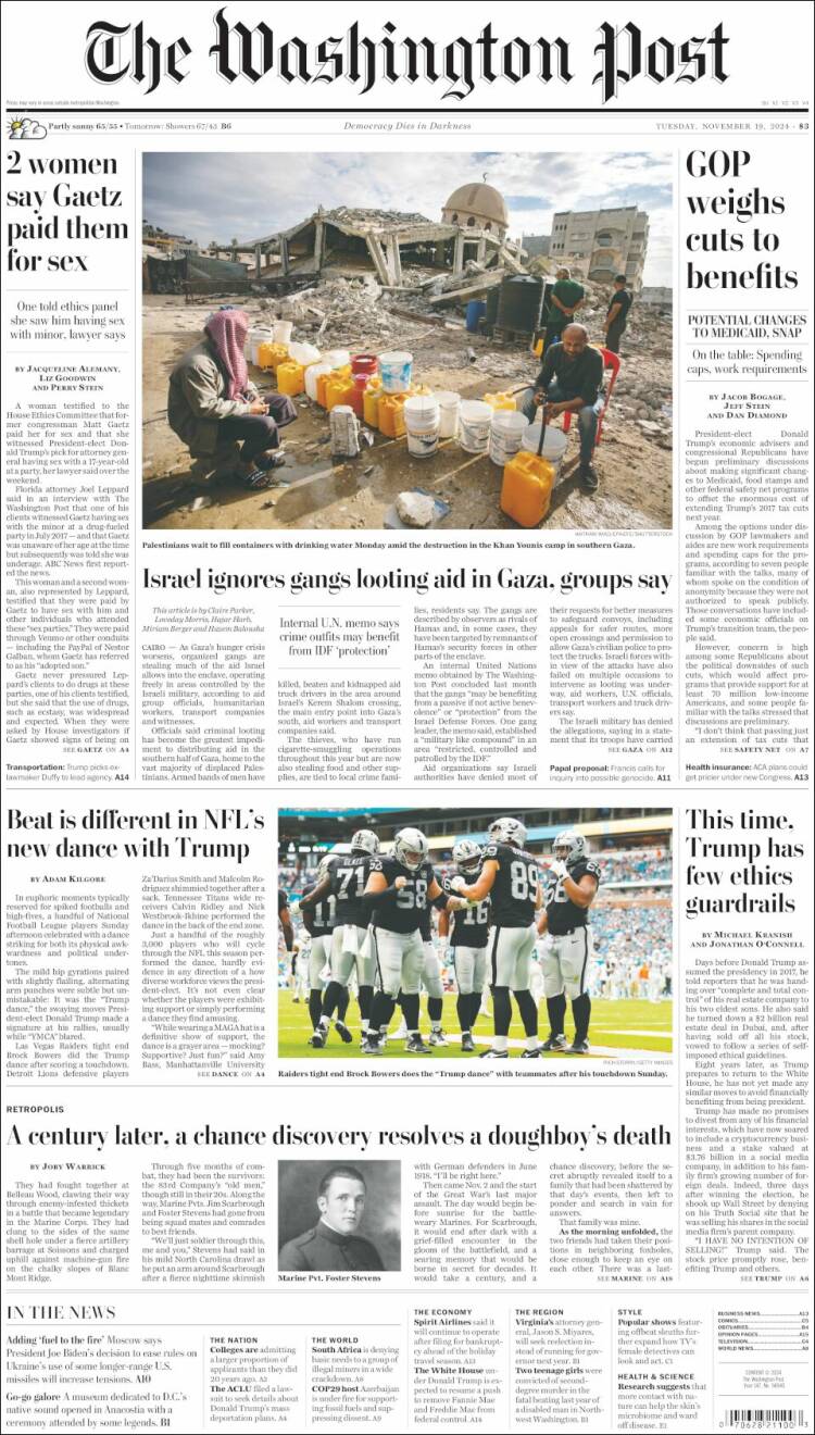 Portada de The Washington Post (USA)